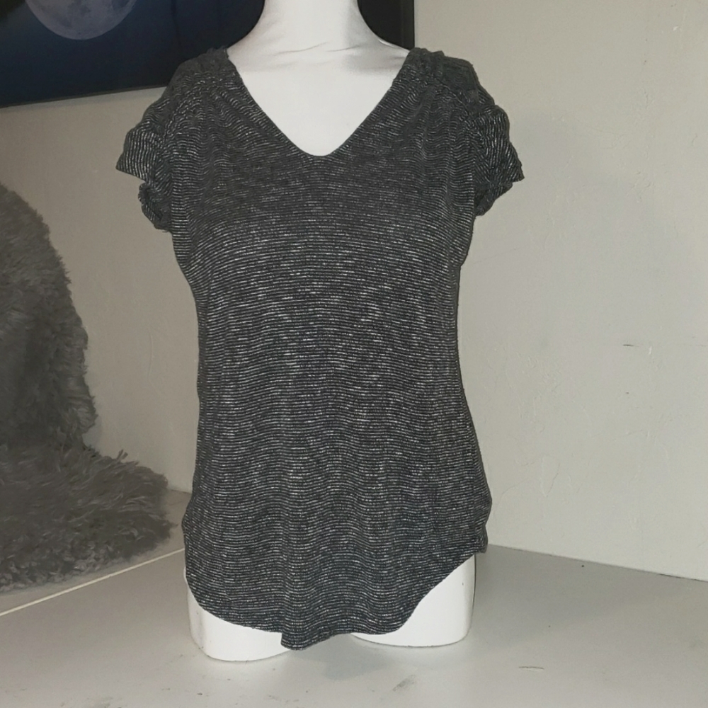 Juicy Couture Soft Lounge Gray Stripe Shirt Cap Sleeve sz S